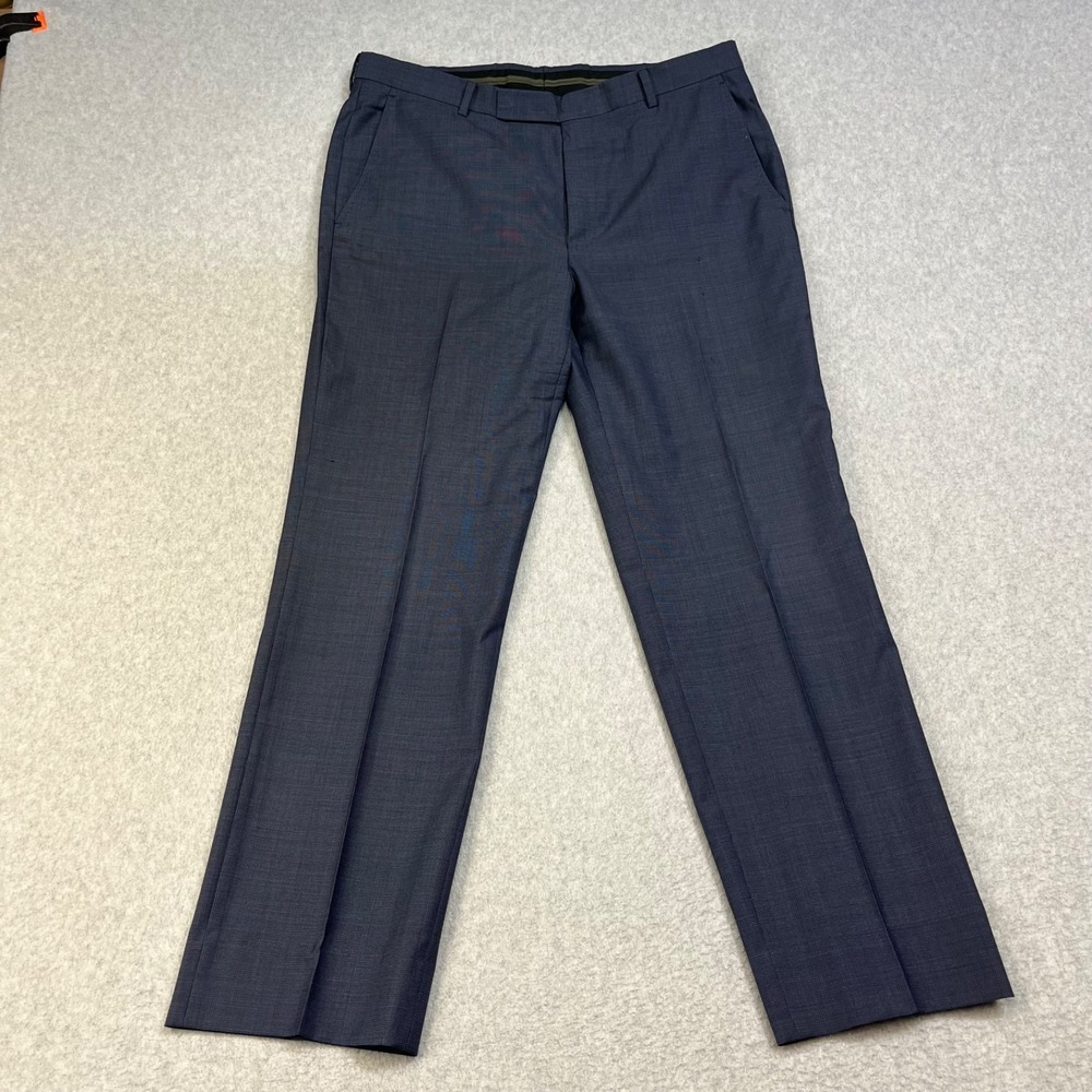 Z Zegna Dress Pants Mens 35x30 52R Navy Blue Wool Regular Fit Flat Front